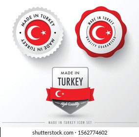 Made in Turkey icon set isolated on white background ,for infographics and banner templates : Vector Illustration