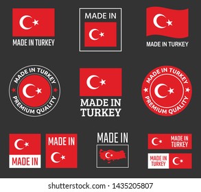 made in Turkey icon set, product labels of the Republic of Turkey