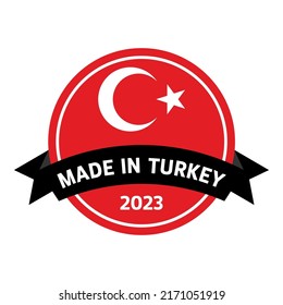 Made in Turkey isolated red on white background 2023