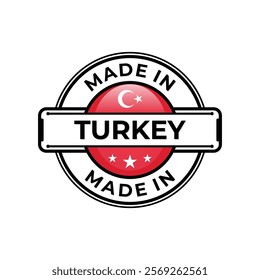 Made in Turkey label icon emblem isolated on white background. Vector quality logo emblem design element. Vector illustration