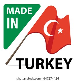 made in Turkey label with Turkish flag