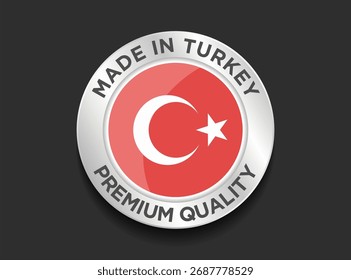 Made in the Turkey labels icon, made in the Turkey logo, Turkey flag , Turkey product emblem, Vector illustration