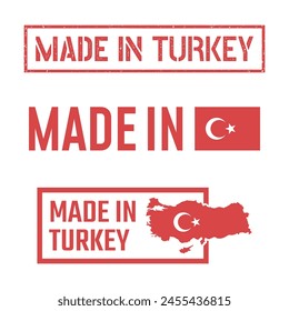 made in Turkey labels set, Republic of Turkey product icons