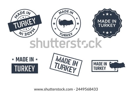 made in Turkey labels set, Republic of Turkey product icons
