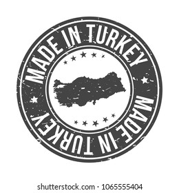 Made in Turkey Map. Quality Original Stamp Design. Vector Art Seal Badge Illustration.