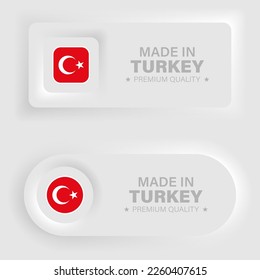 Made in Turkey neumorphic graphic and label. Element of impact for the use you want to make of it.