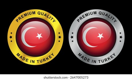 Made in Turkey premium quality badges in gold and silver with crescent star flag and round shape	
