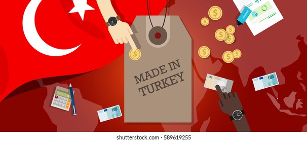 Made in Turkey price tag illustration badge export patriotic business transaction vector