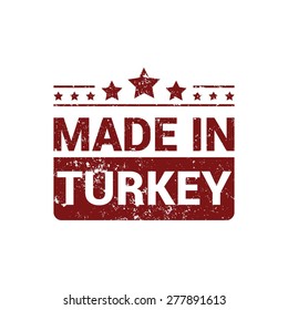 Made in Turkey - Red rubber stamp design isolated on white background. vector illustration vintage texture.
