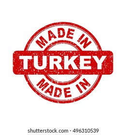 Made in Turkey red stamp. Vector illustration on white background