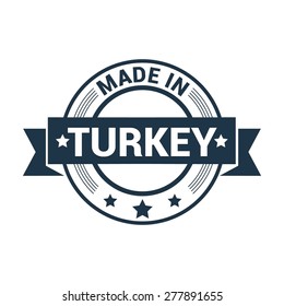 Made in Turkey - Round blue rubber stamp design isolated on white background. vector illustration vintage texture.