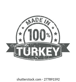Made in Turkey - Round gray rubber stamp design isolated on white background. vector illustration vintage texture.