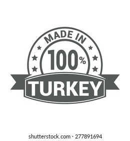 Made in Turkey - Round gray rubber stamp design isolated on white background. vector illustration vintage texture.