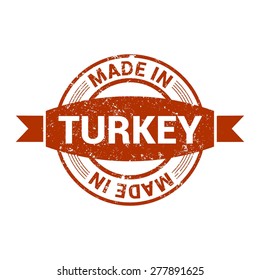 Made in Turkey - Round red grunge rubber stamp design isolated on white background. vector illustration vintage texture.