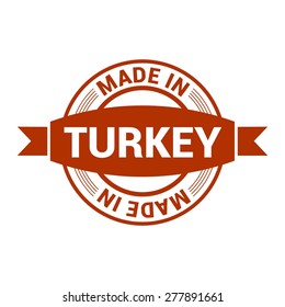 Made in Turkey - Round red rubber stamp design isolated on white background. vector illustration vintage texture.