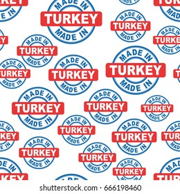 Made in Turkey seamless pattern background icon. Flat vector illustration. Turkey sign symbol pattern.