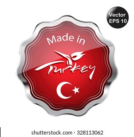 Made in Turkey silver badge or icon.
Vector illustration.