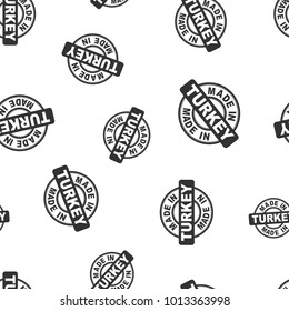 Made in Turkey stamp seamless pattern background. Business flat vector illustration. Manufactured in Turkey symbol pattern.