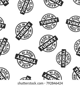 Made in Turkey stamp seamless pattern background. Business flat vector illustration. Manufactured in Turkey symbol pattern.