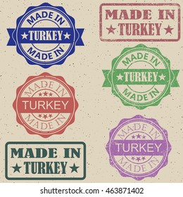 Made in Turkey stamp vector illustration set.
