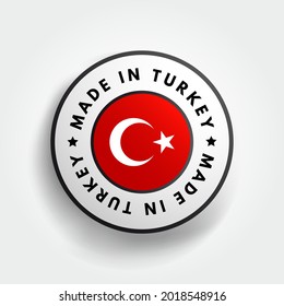 Made in Turkey text emblem badge, concept hintergrund