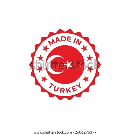 made in turkey vector round badge design with national flag