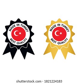 made in Turkey  vector stamp. bagge with Turkey  flag