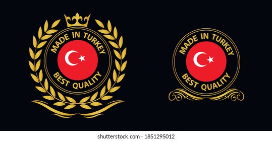made in Turkey  vector stamp. bagge with Turkey  flag