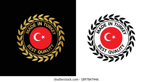 made in Turkey  vector stamp. bagge with Turkey  flag