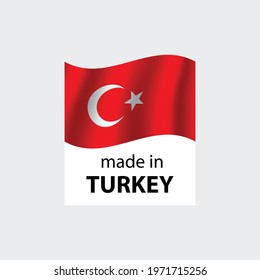 made in Turkey  vector stamp. bagge with Turkey  flag