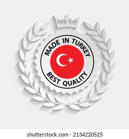 made in Turkey  vector stamp. bagge with Turkey  flag