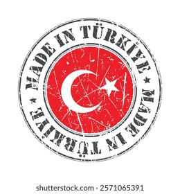 Made in Turkiye turkey stamp scratched flag badge logo vector illustration