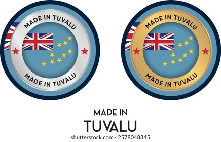 Made in Tuvalu. Premium labels, stickers, pointer, badge and symbol of Tuvalu flag icon. Collection vector illustration