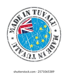 Made in Tuvalu stamp scratched flag badge logo vector illustration