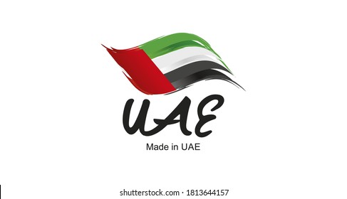 Made in UAE handwritten flag ribbon typography lettering logo label banner