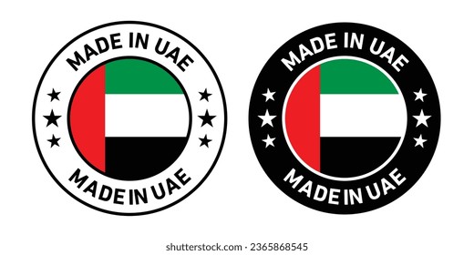 Made in uae rounded vector symbol set on white background