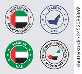 made in UAE stamp set, made in United Arab Emirates product labels