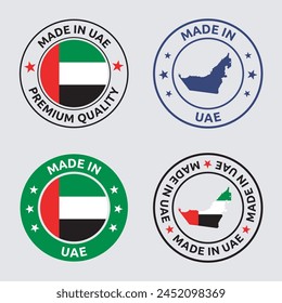 made in UAE stamp set, made in United Arab Emirates product labels