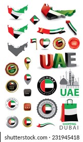 Made in UAE, United Arab Emirate Map, Flag and seal collection (Vector Art)