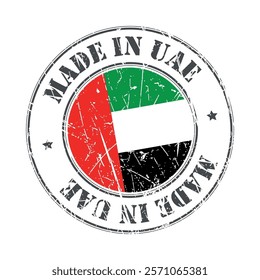 Made in UAE united arab emirates stamp scratched flag badge logo vector illustration