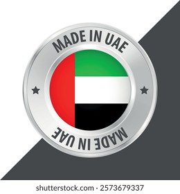 Made in UAE united arab emirates badge logo flag sticker 3d vector illustration isolated on white