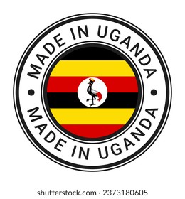 Etiqueta de sellos redondos fabricada en Uganda con ilustración del vector de la bandera