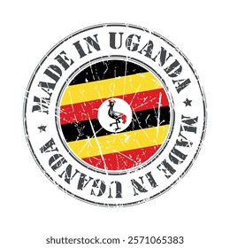 Made in Uganda stamp scratched flag badge logo vector illustration