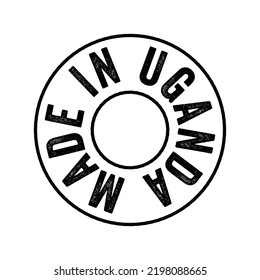 Sello de emblema de texto hecho en Uganda, fondo de concepto