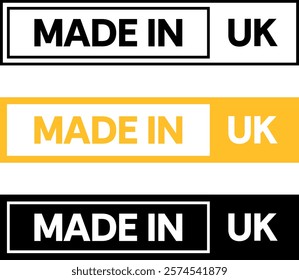 Made in UK badge, label. United Kingdom product emblem. Editable Stroke