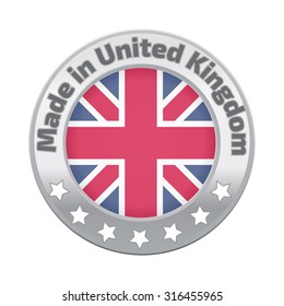 Made in U.K badge with United Kingdom flag symbol