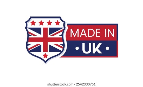 Made in UK badges Vector. Label stamp, England's Flag, national symbols, England's patriotic emblems