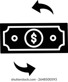 Made in UK bill with dollar sign, arrows representing financial growth vector icon solid style