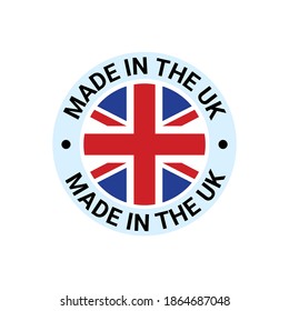 Made in UK Britain flag logo. English brand sticker made in Britain vector stamp svg
