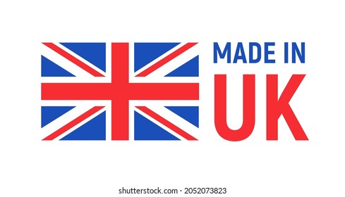 Made In UK Britain Flag Logo. English Brand Sticker Made In Britain Vector Stamp